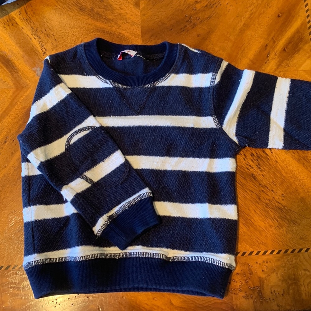 Il Gufo navy and white striped crew neck sweater sweatshirt with elbow patches
